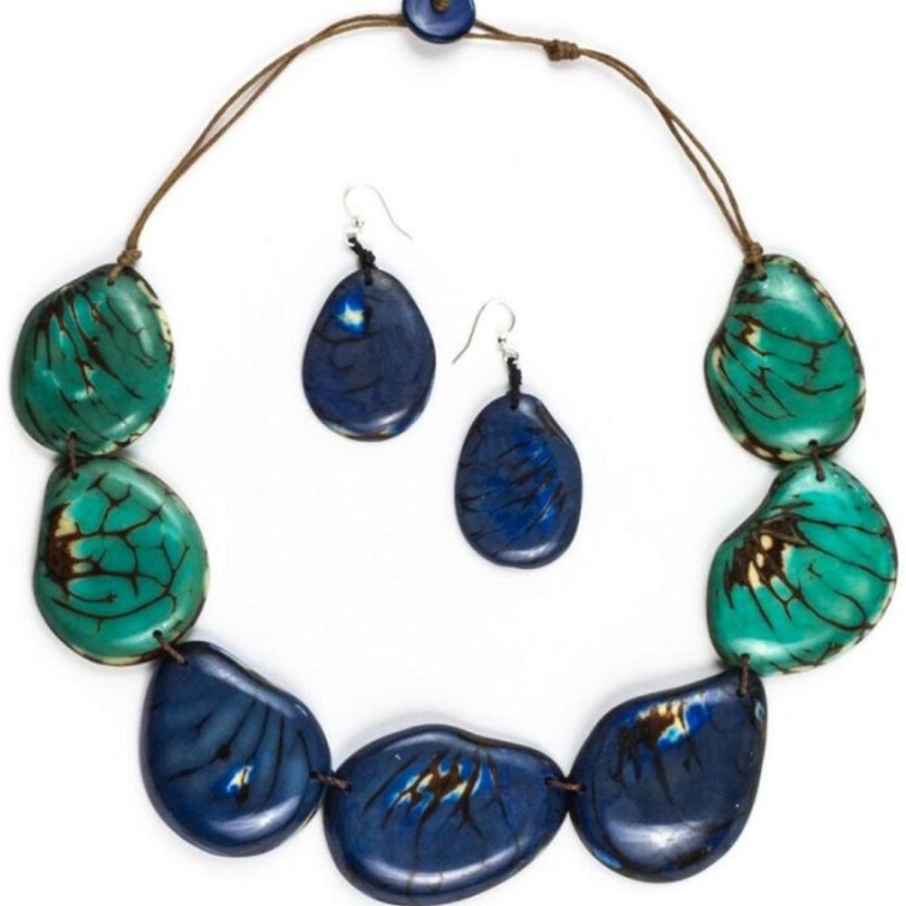Riverstone Green/Blue Necklace Set
